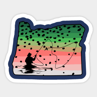 Rainbow Trout Fly Fish Oregon State Map Fly Fishing Fisherman Gifts Sticker